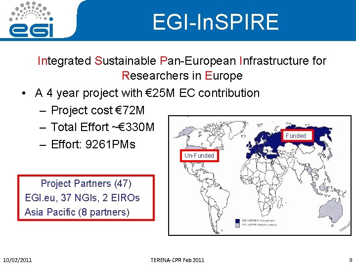 EGI-In. SPIRE Integrated Sustainable Pan-European Infrastructure for Researchers in Europe • A 4 year