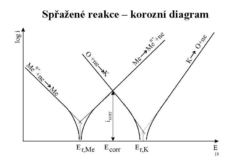 Spřažené reakce – korozní diagram 19 