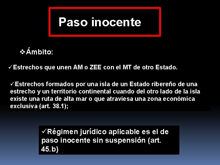 Paso inocente vÁmbito: üEstrechos que unen AM o ZEE con el MT de otro