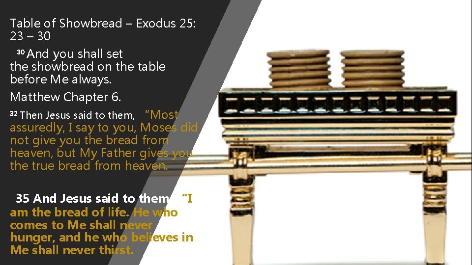 Table of Showbread – Exodus 25: 23 – 30 And you shall set the Table of Showbread – Exodus 25: 23 – 30 And you shall set the