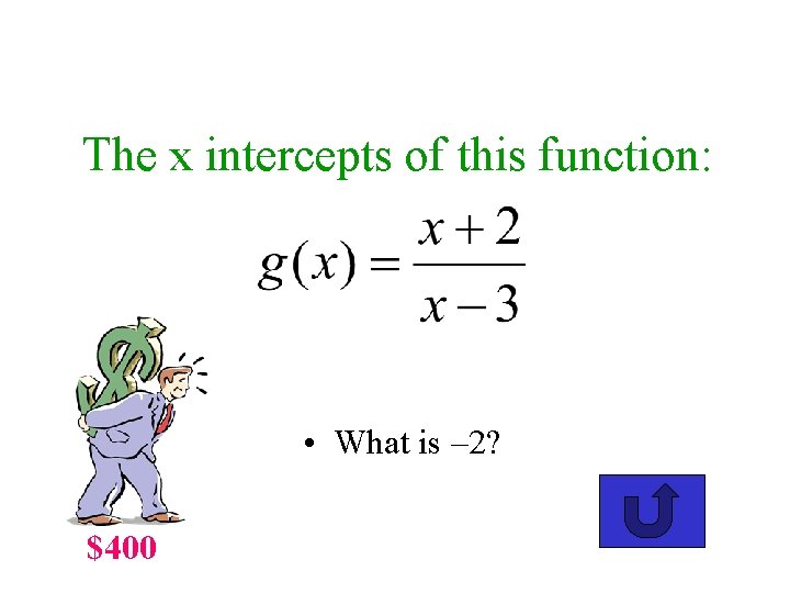 The x intercepts of this function: • What is – 2? $400 