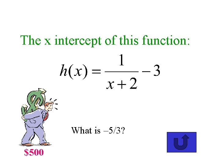 The x intercept of this function: What is – 5/3? $500 