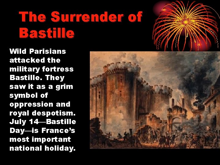 The Surrender of Bastille Wild Parisians attacked the military fortress Bastille. They saw it The Surrender of Bastille Wild Parisians attacked the military fortress Bastille. They saw it