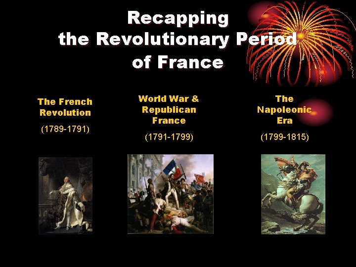 Recapping the Revolutionary Period of France The French Revolution (1789 -1791) World War & Recapping the Revolutionary Period of France The French Revolution (1789 -1791) World War &
