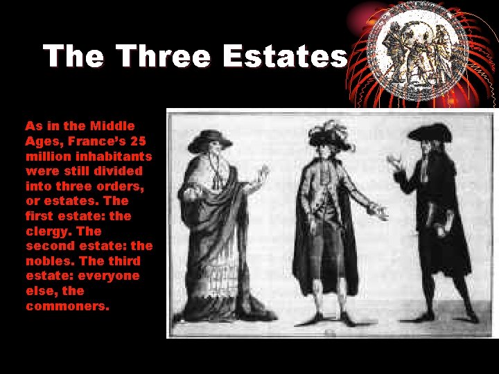 The Three Estates As in the Middle Ages, France’s 25 million inhabitants were still The Three Estates As in the Middle Ages, France’s 25 million inhabitants were still