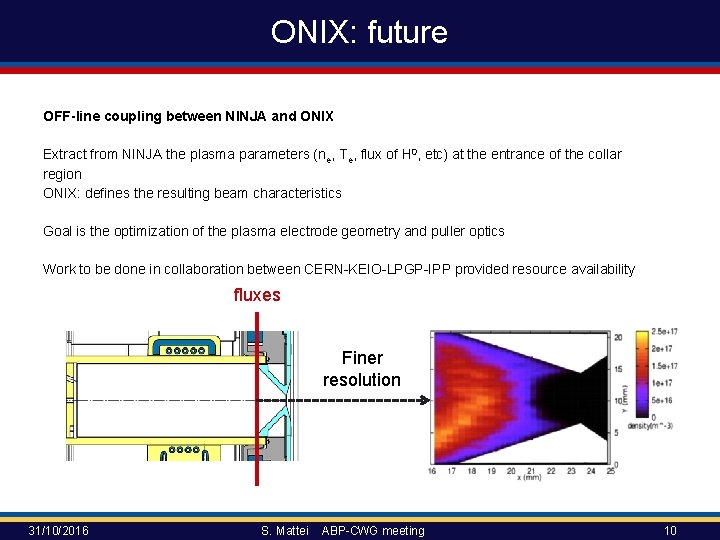 ONIX: future OFF-line coupling between NINJA and ONIX Extract from NINJA the plasma parameters ONIX: future OFF-line coupling between NINJA and ONIX Extract from NINJA the plasma parameters