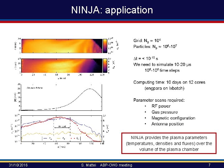NINJA: application NINJA provides the plasma parameters (temperatures, densities and fluxes) over the volume NINJA: application NINJA provides the plasma parameters (temperatures, densities and fluxes) over the volume