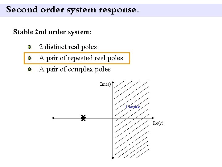 Second order system response. Stable 2 nd order system: 2 distinct real poles A