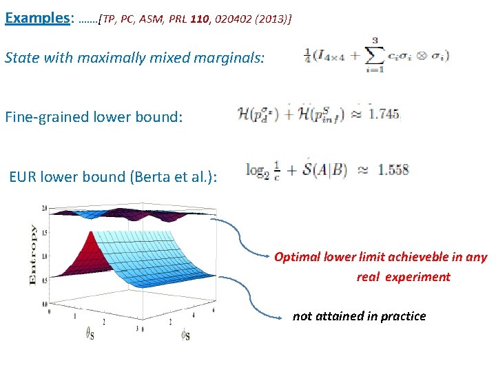 Examples: ……. [TP, PC, ASM, PRL 110, 020402 (2013)] State with maximally mixed marginals: