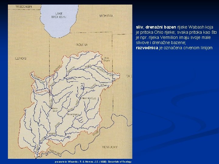 sliv, drenažni bazen rijeke Wabash koja je pritoka Ohio rijeke; svaka pritoka kao što