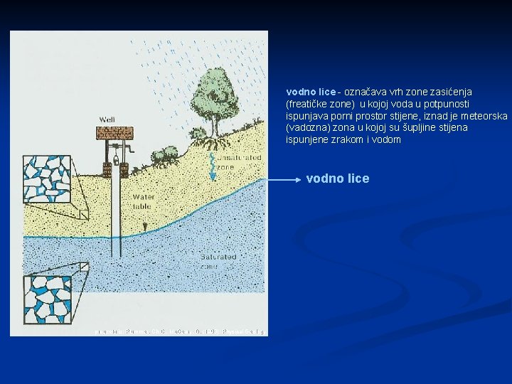 vodno lice - označava vrh zone zasićenja (freatičke zone) u kojoj voda u potpunosti