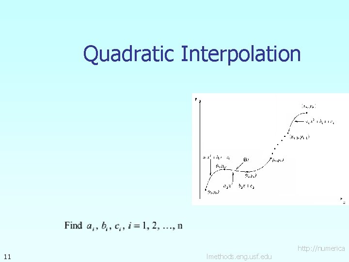 Quadratic Interpolation 11 lmethods. eng. usf. edu http: //numerica 