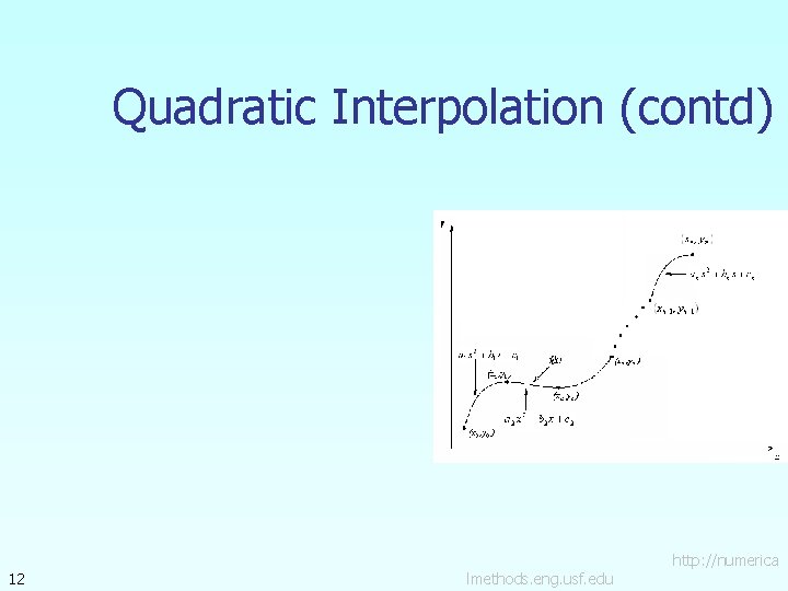 Quadratic Interpolation (contd) 12 lmethods. eng. usf. edu http: //numerica 