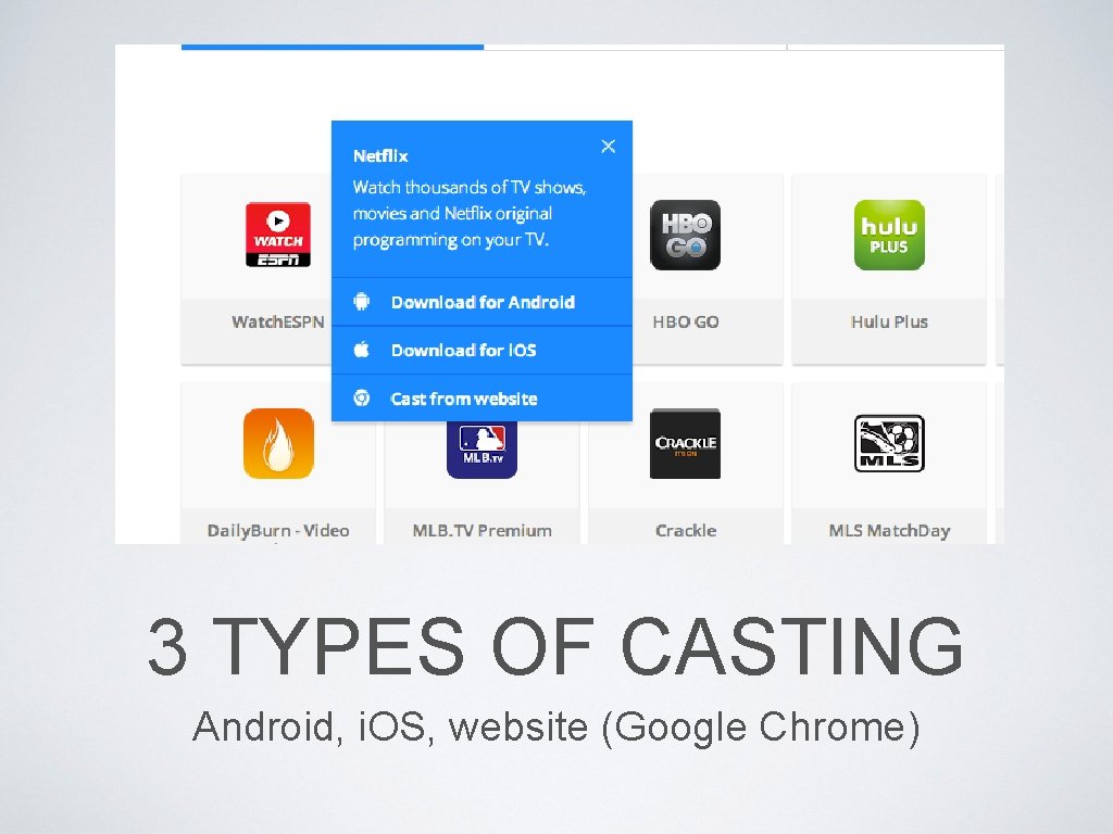 3 TYPES OF CASTING Android, i. OS, website (Google Chrome) 