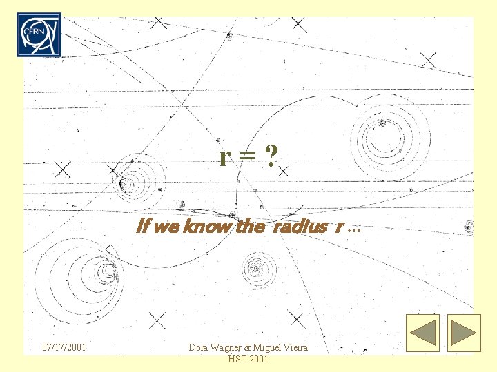 r=? If we know the radius r … 07/17/2001 Dora Wagner & Miguel Vieira