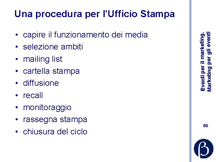  • • • capire il funzionamento dei media selezione ambiti mailing list cartella