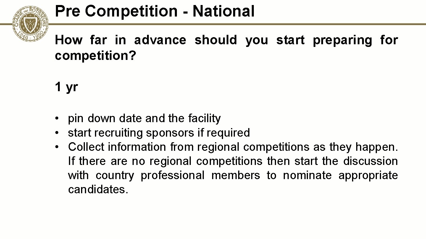 Pre Competition - National How far in advance should you start preparing for competition?