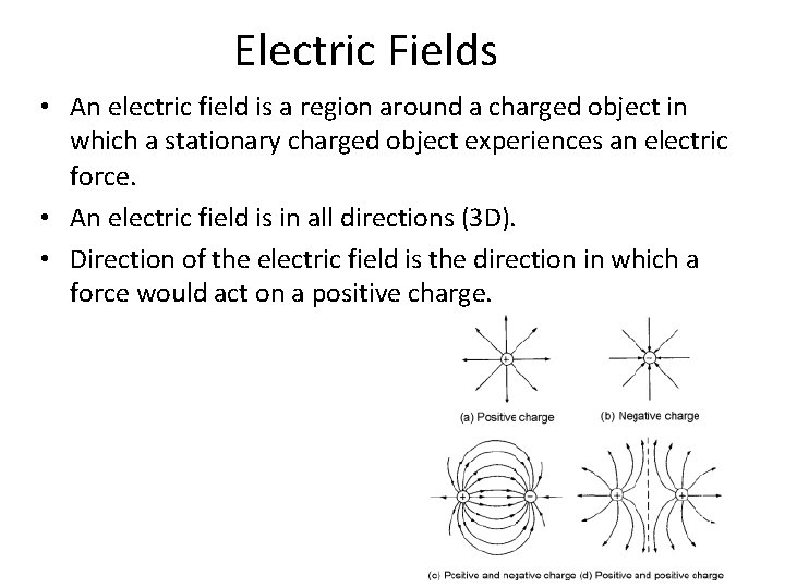 Electric Fields • An electric field is a region around a charged object in