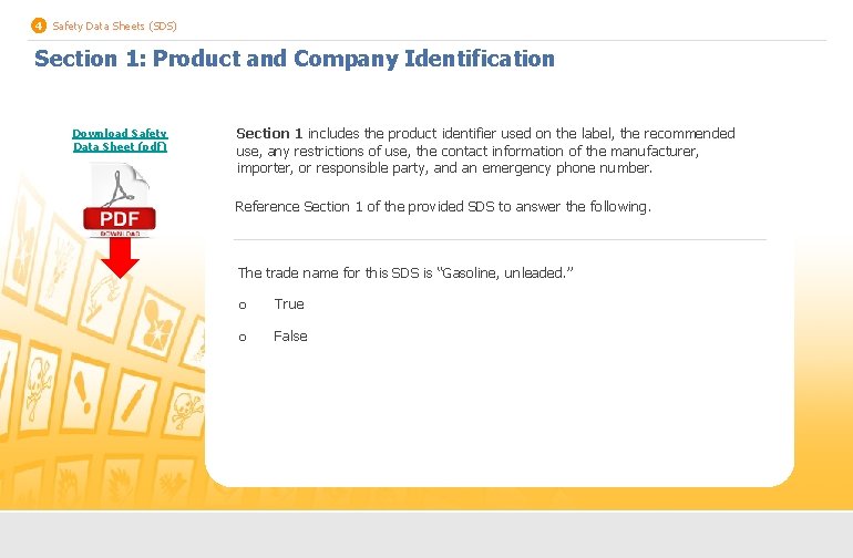 4 Safety Data Sheets (SDS) Section 1: Product and Company Identification Download Safety Data