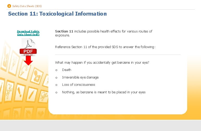 4 Safety Data Sheets (SDS) Section 11: Toxicological Information Download Safety Data Sheet (pdf)