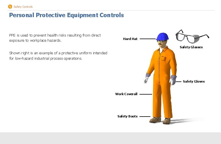 5 Safety Controls Personal Protective Equipment Controls PPE is used to prevent health risks