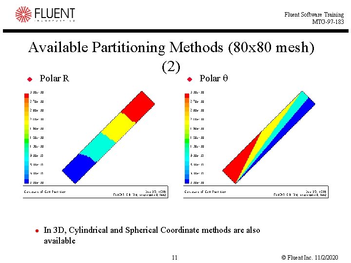 Fluent Software Training MTG-97 -183 Available Partitioning Methods (80 x 80 mesh) (2) Polar