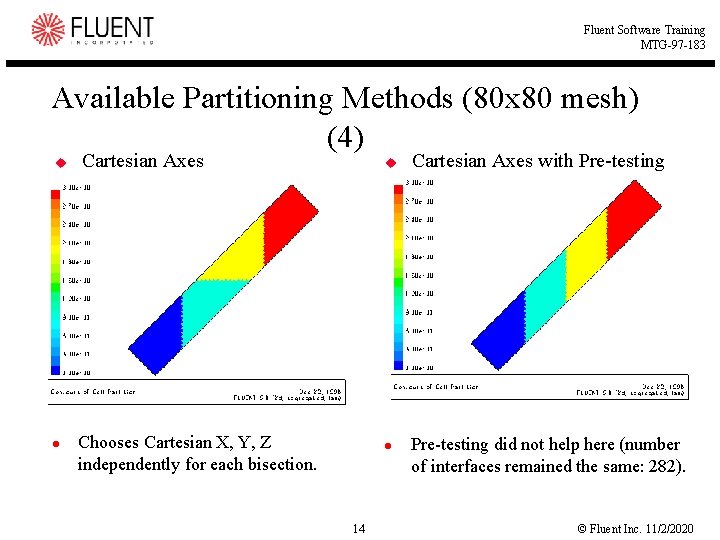 Fluent Software Training MTG-97 -183 Available Partitioning Methods (80 x 80 mesh) (4) u