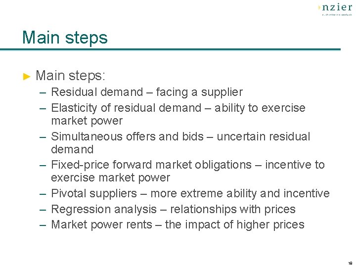 Main steps ► Main steps: – Residual demand – facing a supplier – Elasticity