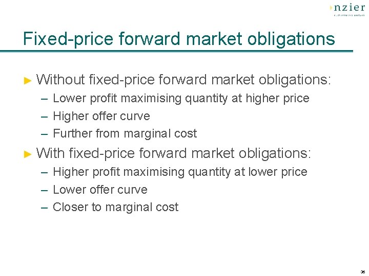 Fixed-price forward market obligations ► Without fixed-price forward market obligations: – Lower profit maximising