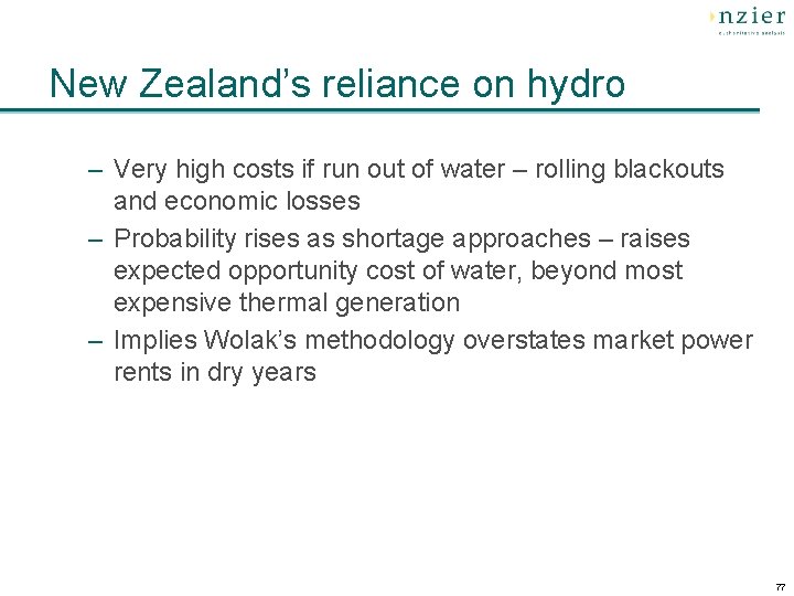 New Zealand’s reliance on hydro – Very high costs if run out of water