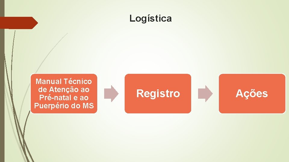 Logística Manual Técnico de Atenção ao Pré-natal e ao Puerpério do MS Registro Ações