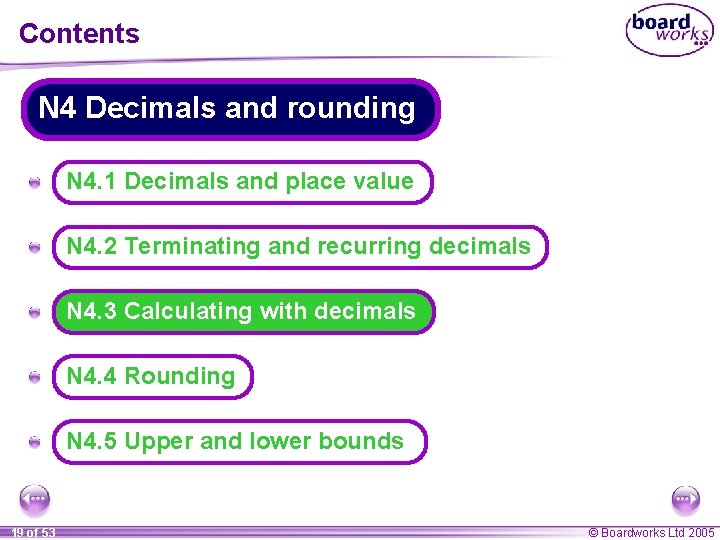 Contents N 4 Decimals and rounding A N 4. 1 Decimals and place value