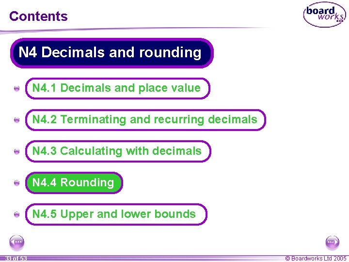 Contents N 4 Decimals and rounding A N 4. 1 Decimals and place value