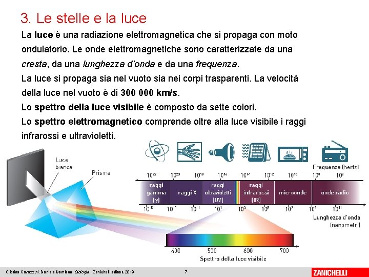 3. Le stelle e la luce La luce è una radiazione elettromagnetica che si