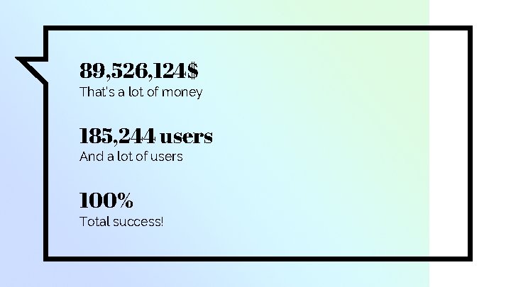 89, 526, 124$ That’s a lot of money 185, 244 users And a lot