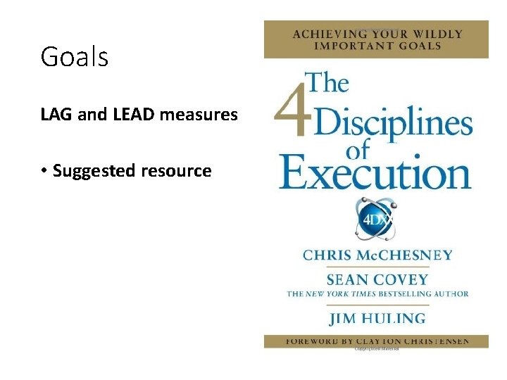 Goals LAG and LEAD measures • Suggested resource 