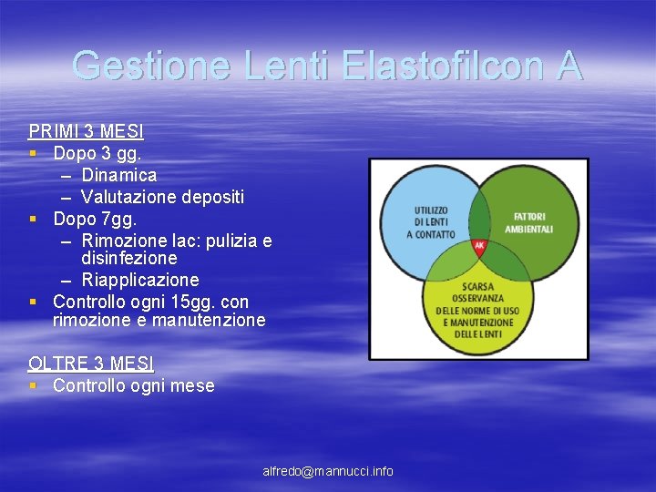 Gestione Lenti Elastofilcon A PRIMI 3 MESI § Dopo 3 gg. – Dinamica – Gestione Lenti Elastofilcon A PRIMI 3 MESI § Dopo 3 gg. – Dinamica –