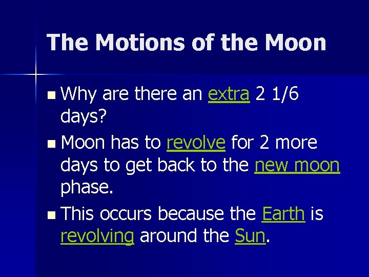 The Motions of the Moon Why are there an extra 2 1/6 days? n