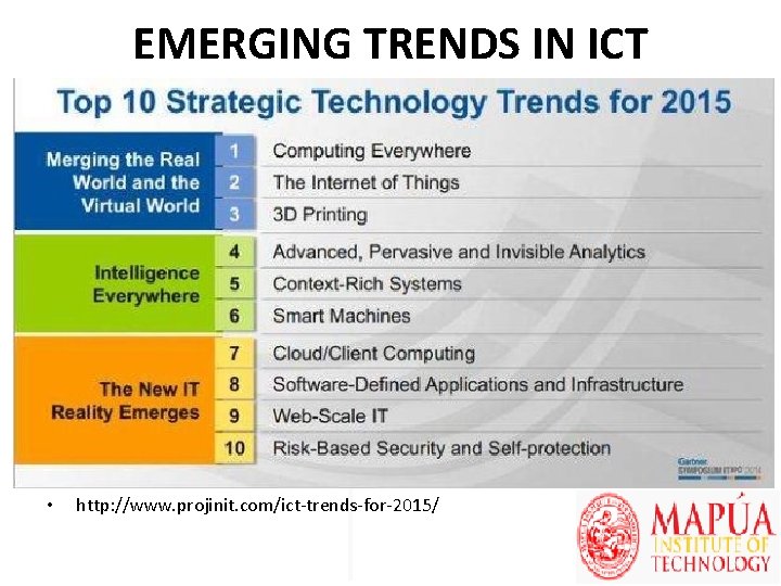 EMERGING TRENDS IN ICT • http: //www. projinit. com/ict-trends-for-2015/ 