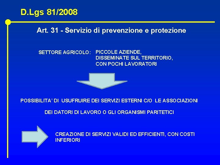 D. Lgs 81/2008 Art. 31 - Servizio di prevenzione e protezione SETTORE AGRICOLO: PICCOLE