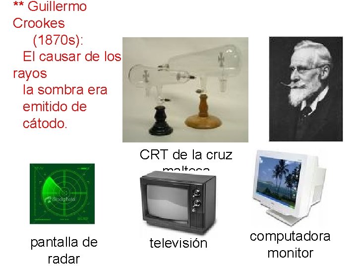 ** Guillermo Crookes (1870 s): El causar de los rayos la sombra emitido de