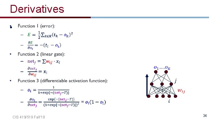 Derivatives • CIS 419/519 Fall’ 19 34 Derivatives • CIS 419/519 Fall’ 19 34