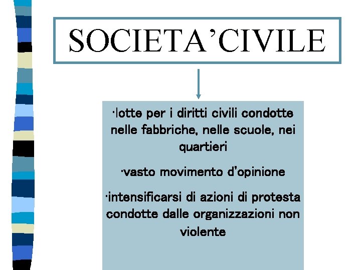 SOCIETA’CIVILE • lotte per i diritti civili condotte nelle fabbriche, nelle scuole, nei quartieri