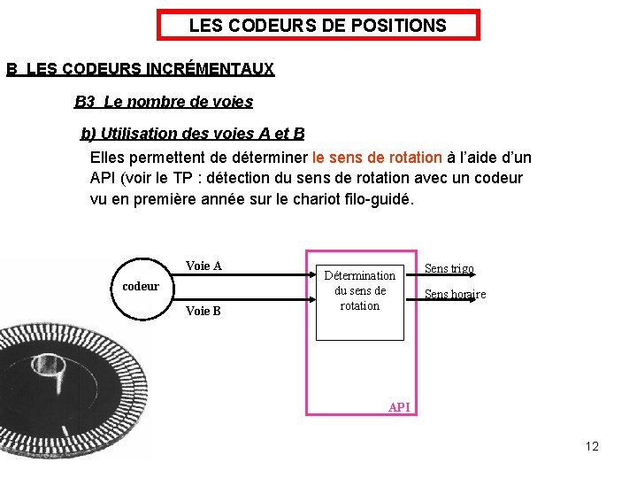 LES CODEURS DE POSITIONS B LES CODEURS INCRÉMENTAUX B 3 Le nombre de voies