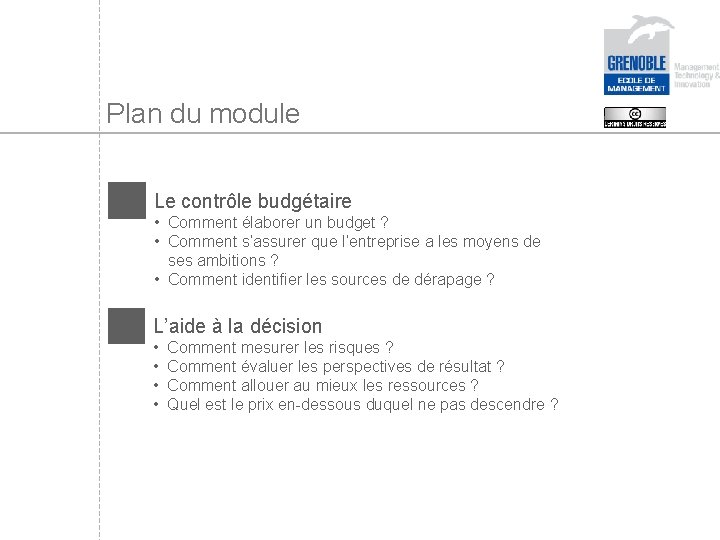 Plan du module Le contrôle budgétaire • Comment élaborer un budget ? • Comment