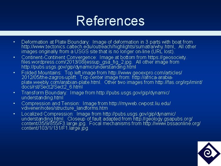 References • • • Deformation at Plate Boundary: Image of deformation in 3 parts