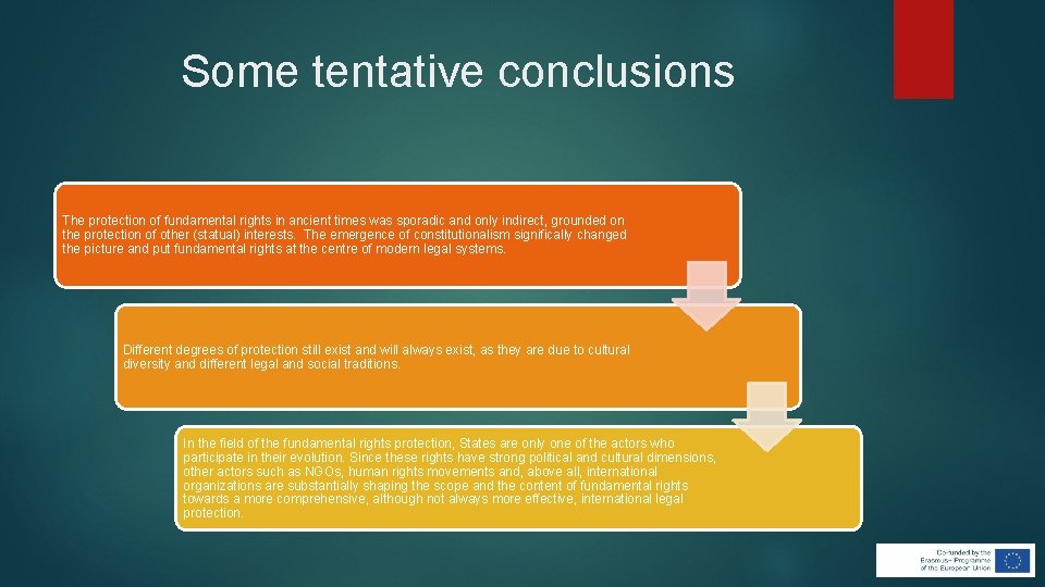 Some tentative conclusions The protection of fundamental rights in ancient times was sporadic and Some tentative conclusions The protection of fundamental rights in ancient times was sporadic and