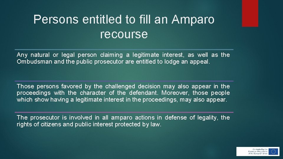 Persons entitled to fill an Amparo recourse Any natural or legal person claiming a Persons entitled to fill an Amparo recourse Any natural or legal person claiming a