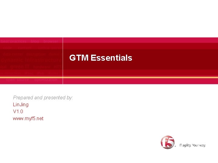 GTM Essentials Prepared and presented by: Lin. Jing V 1. 0 www. myf 5.
