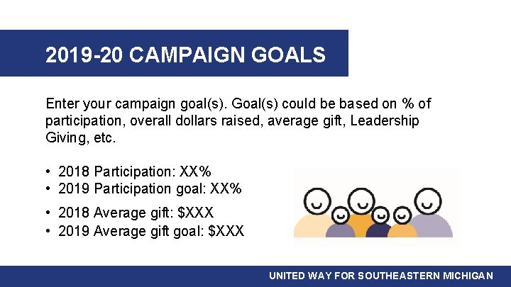 2019 -20 CAMPAIGN GOALS Enter your campaign goal(s). Goal(s) could be based on %